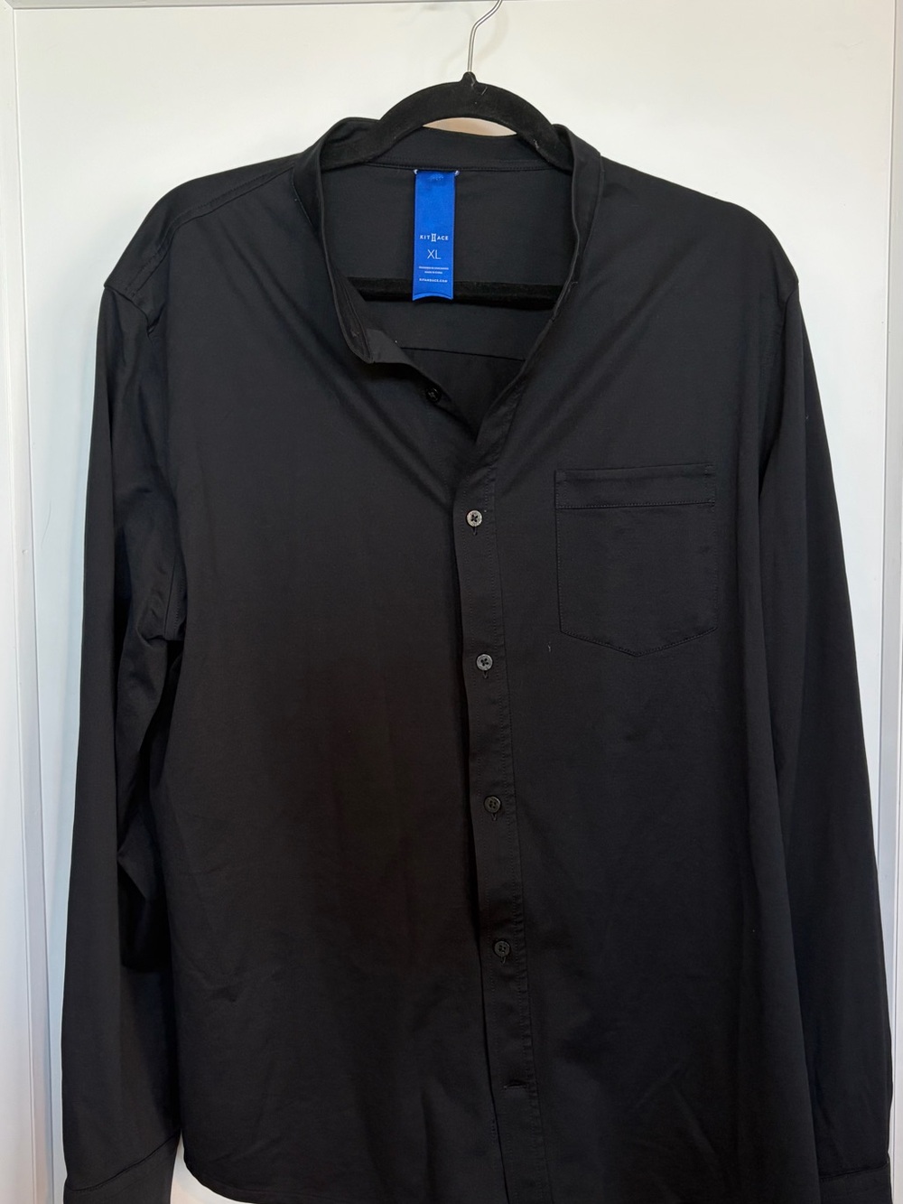 Kit and Ace Black Long-Sleeve Mandarin Collar Shirt